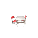 Leather foldable chair - Red with ceramic top steel table.
