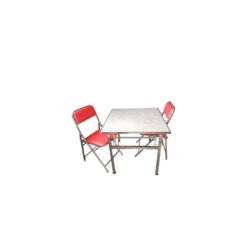 Leather foldable chair - Red with ceramic top steel table.