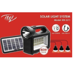 itel Portable LED Solar Lighting System, 3 Led Bulbs, Panel And Charger