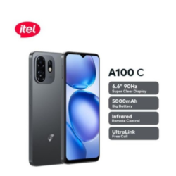 itel A100C 90hz 6.6" Super Clear Display 5000mah Military-grade Durability Ultra-Link Free Call DTS Sound IR Remote Control 64/2+4gb - Black