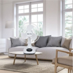 12 Inches Rechargeable Table Fan With Solar And Bulbs