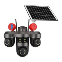 3-Lens 4G Solar powered outdoor security cctv camera