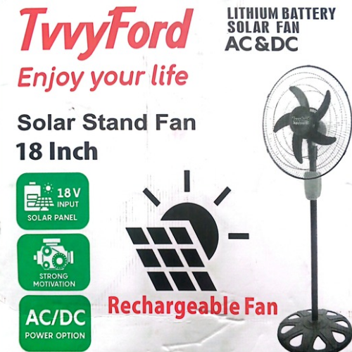 20260404_105642_0000 Twyford 18" rechargeable solar standing fan with panel - Image 1