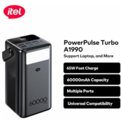 itel PowerPulse Turbo A1990 PowerBank 60000mAh 65W Fast Charging Laptop Compatibility