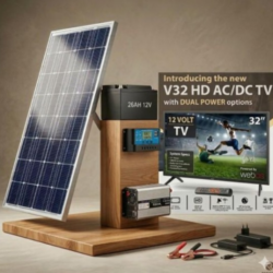 32 inch 15W AC/DC LED TV With 26Ah Battery + 1000W Inverter And 100W Solar Panel