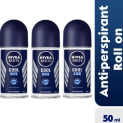 NIVEA Cool Kick Anti-Perspirant Roll-on For Men, 48h - 50ml (Pack Of 3)