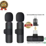 Double Wireless Lapel Microphone Tie Mic TYPE-C Phones Android IPhone + IOS Adapter
