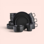 16 PIECES CERAMIC DINNER SET Breakable Ceramic Set - black