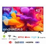 43-Android 14.0-Frameless - Full HD - 1+8G - WiFi+Bluetooth-2 HDMI 2 USB Ports + 1 year warranty - Black