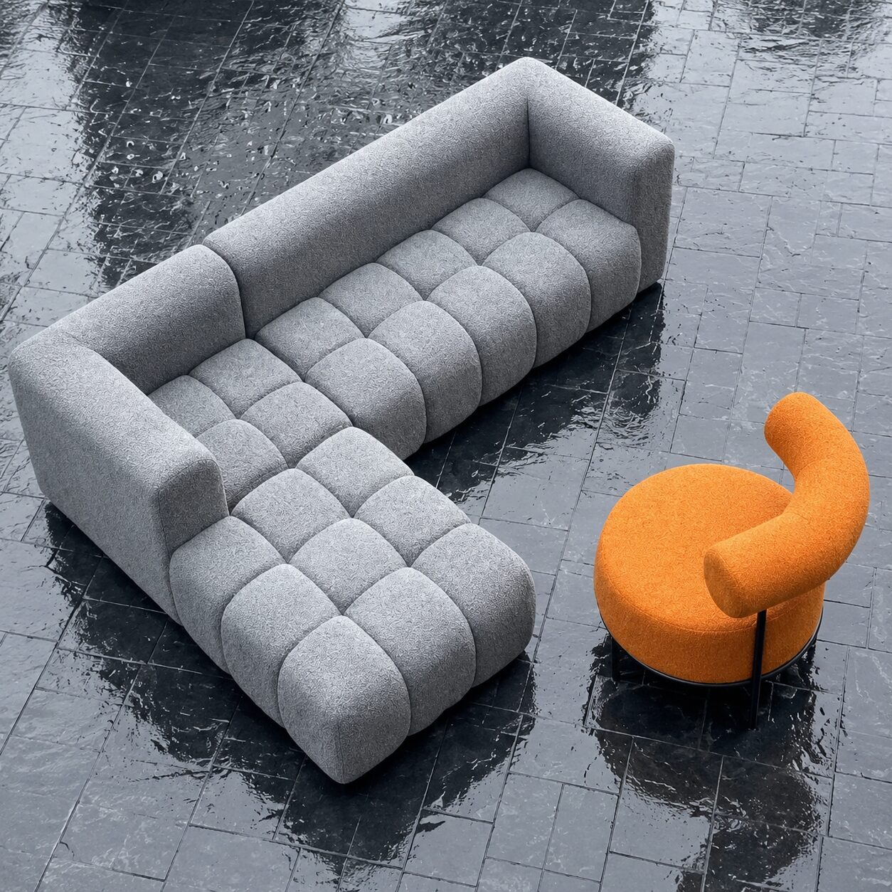 file_0000000011b471fda912f0d671b3a39c Modern L-Shaped Bouclé Sofa with Accent Chair - Image 1