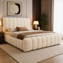 Luxury Bouclé Upholstered Bed Frame 6 by 6