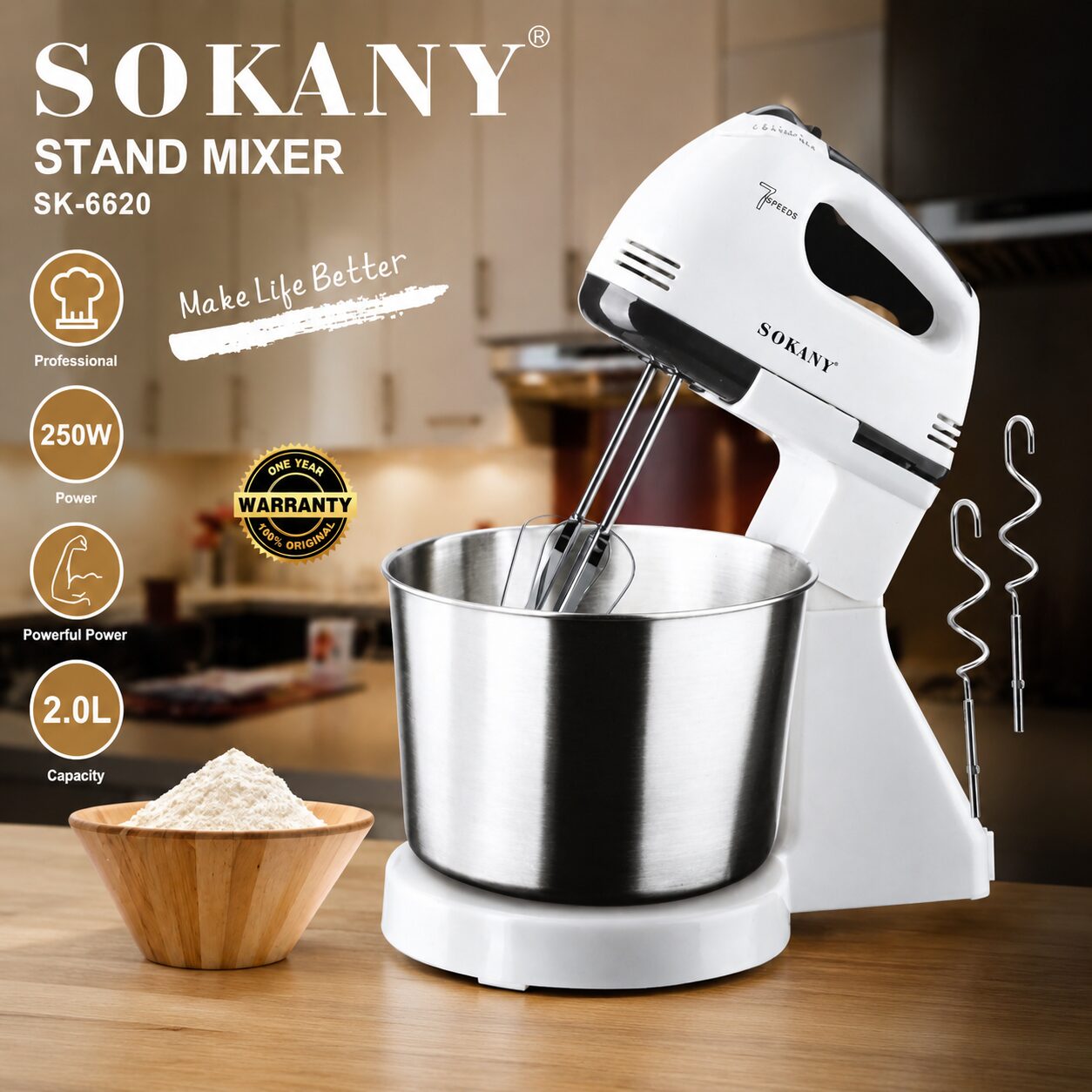 file_000000006fec71f4ba9e892a053f8ed4 SOKANY Stand Mixer SK-6620 (2.0L, 250W) – White - Image 1